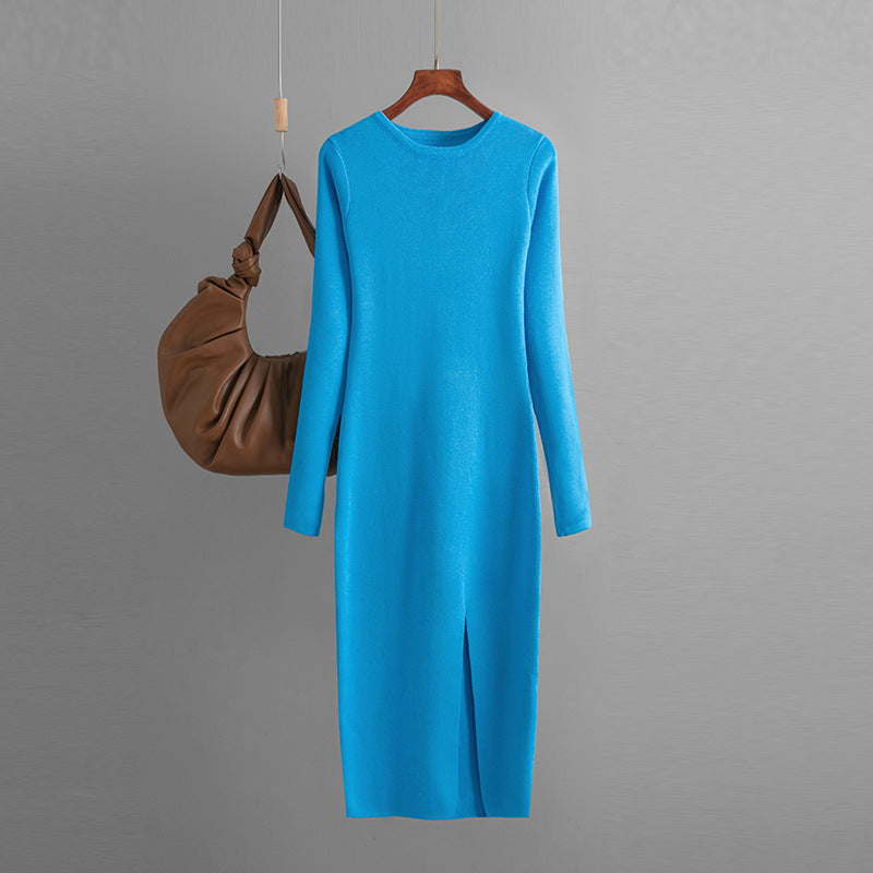 Sexy Knitted Long Bodycon Dresses-Dresses-Lake Blue-One Size-Free Shipping at meselling99