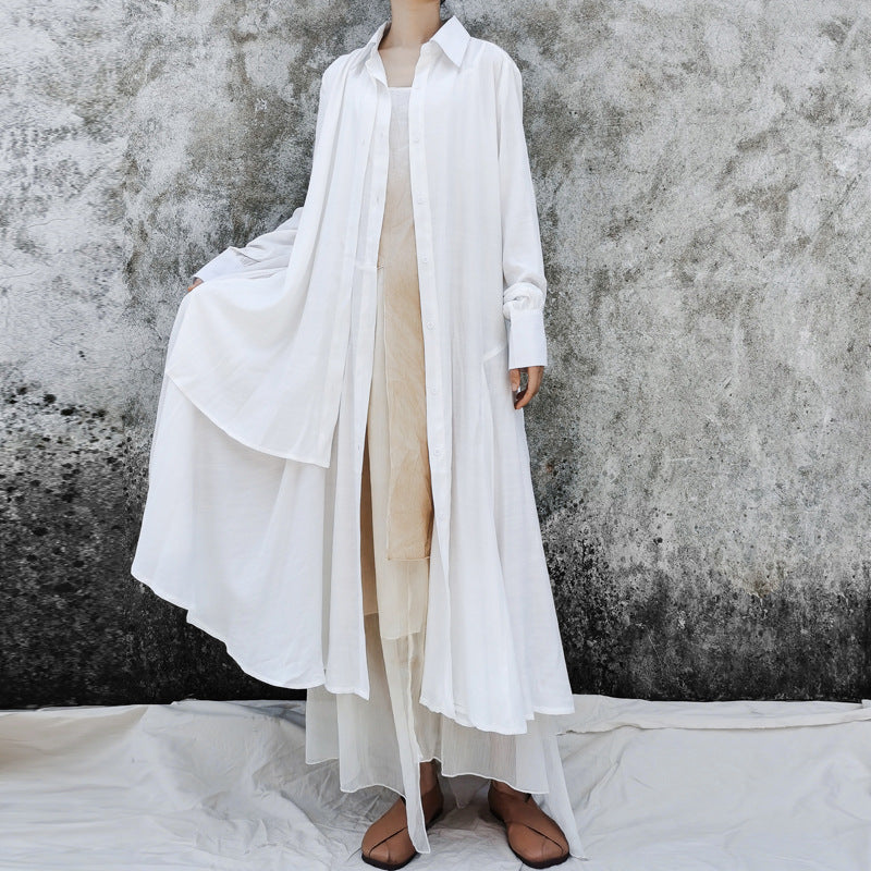 Ethnic Vintage Linen Designed Long Shirt Dresses-Dresses-Free Shipping at meselling99