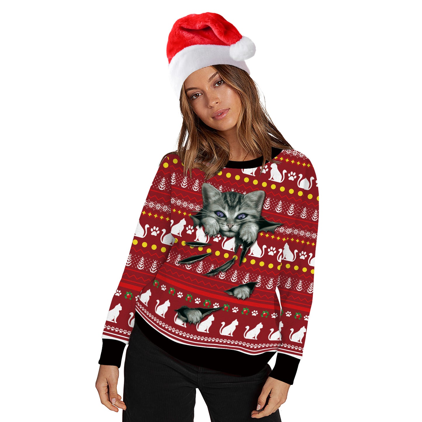 Christmas Cat His-and-hers Hoodies Sweaters-Shirts & Tops-Free Shipping at meselling99