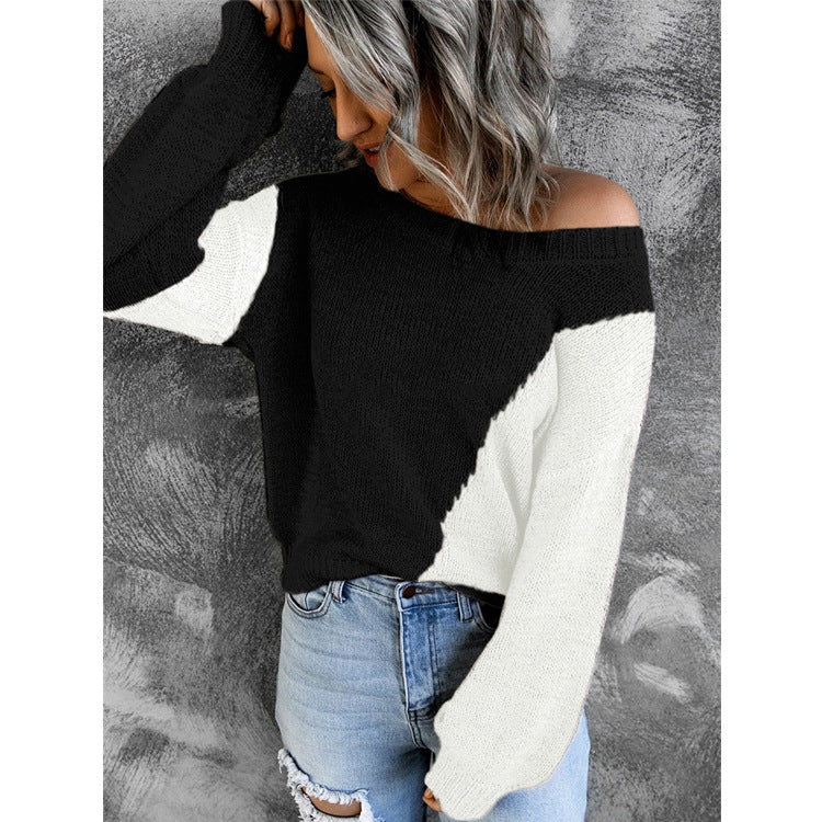Women Knitting Irregular One Shoulder Sweaters-Sweaters-3-S-Free Shipping at meselling99