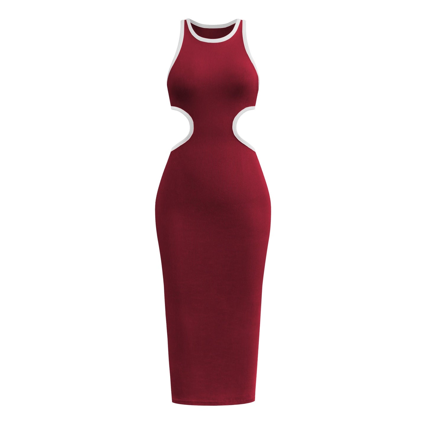 Sexy Backless Knitted Sheath Midi Dresses-Dresses-Wine Red-S-Free Shipping at meselling99
