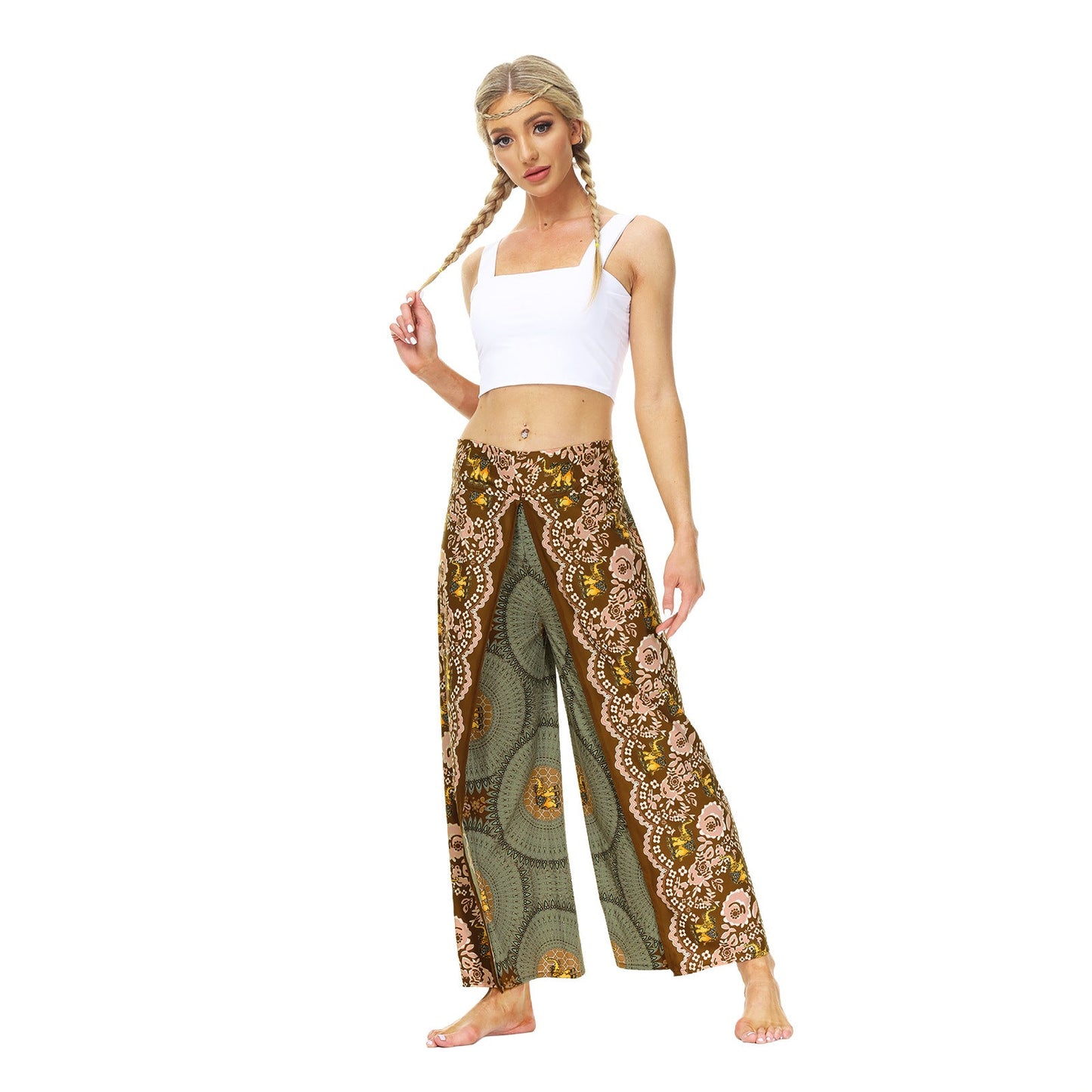 Casual Floral Print Women Yoga Loose Pants-Pants-YEA060-SM-Free Shipping at meselling99