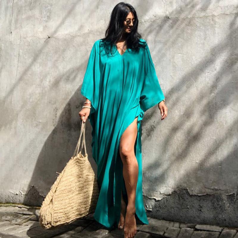 Casual Summer Holiday Long Romper Cover Up Dresses-Dresses-Blue Green-One Size-Free Shipping at meselling99