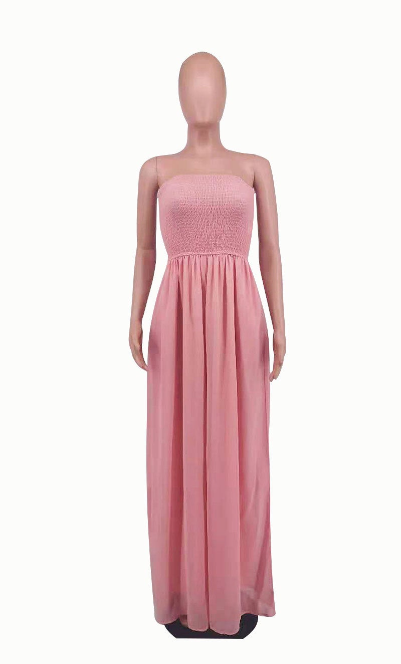Sexy Strapless High Waist Chiffon Summer Jumpsuits-Suits-Free Shipping at meselling99