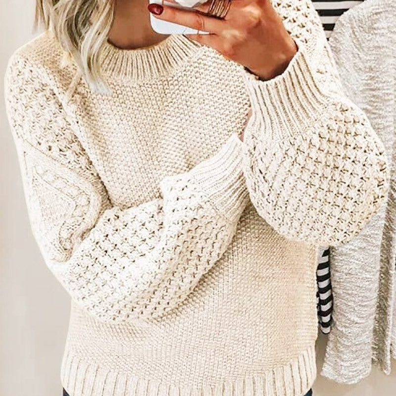 Casual Women Pullover Long Sleeves Sweaters-Shirts & Tops-White-S-Free Shipping at meselling99