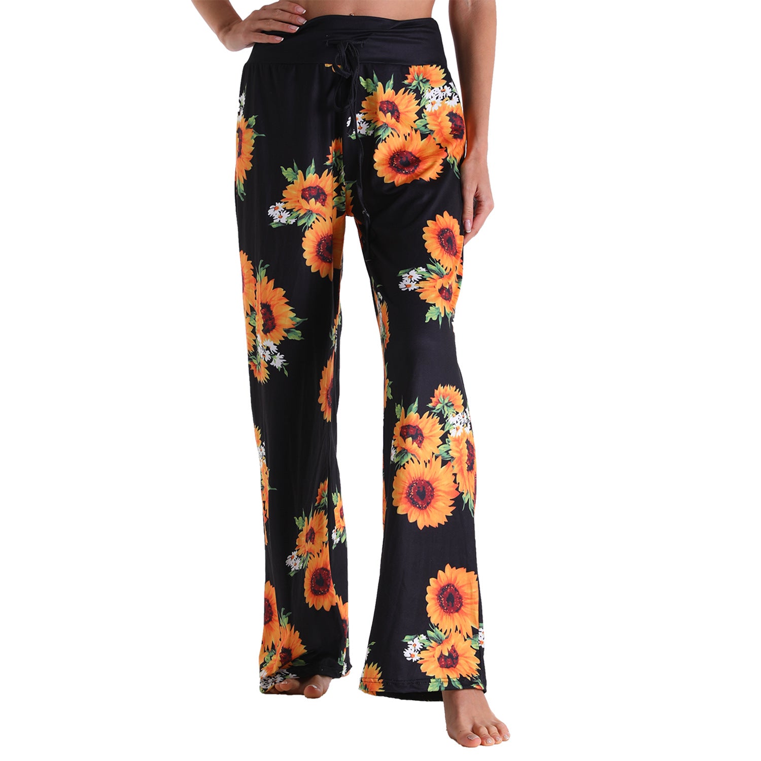 Casual Floral Print Women High Waist Trousers-Pajamas-2015-S-Free Shipping at meselling99