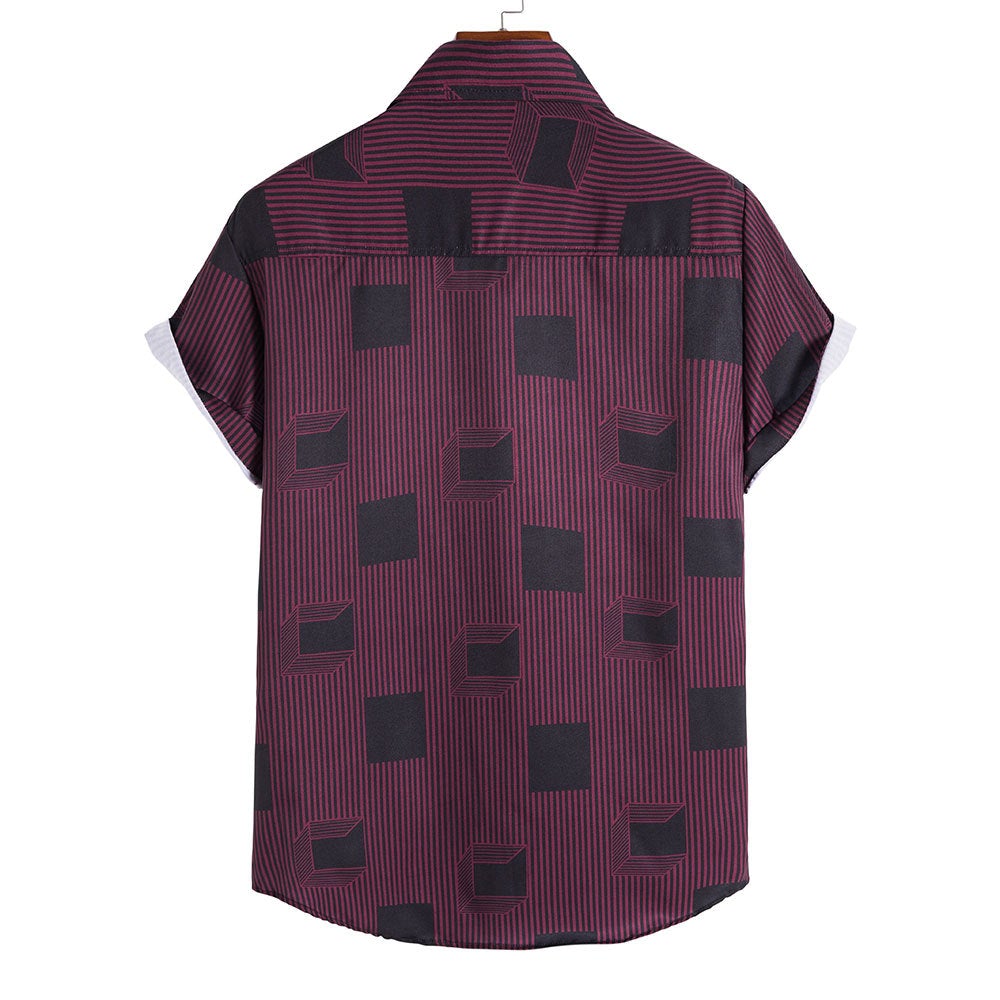 Casual Summer Short Sleeves Striped Shirts-Shirts & Tops-Free Shipping at meselling99