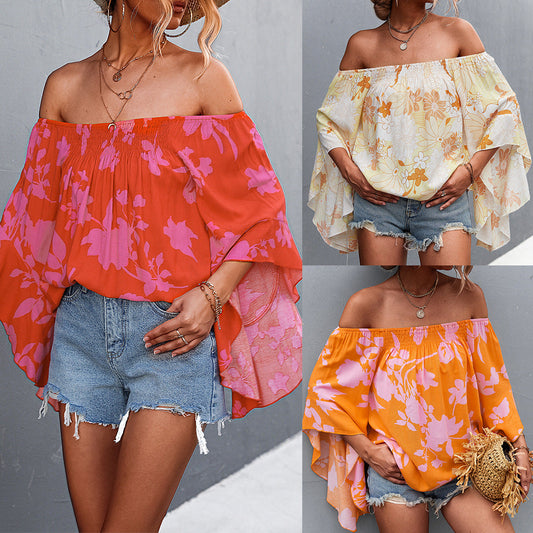 Sexy Off The Shoulder Trumpet Women Blouses-Shirts & Tops-Free Shipping at meselling99