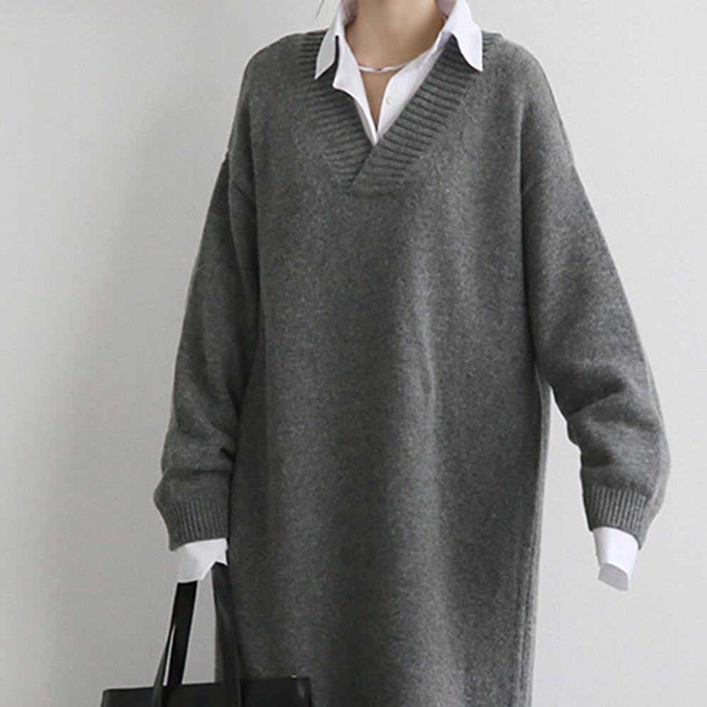 Women Pullover Knitted Long Dresses-Dresses-Free Shipping at meselling99