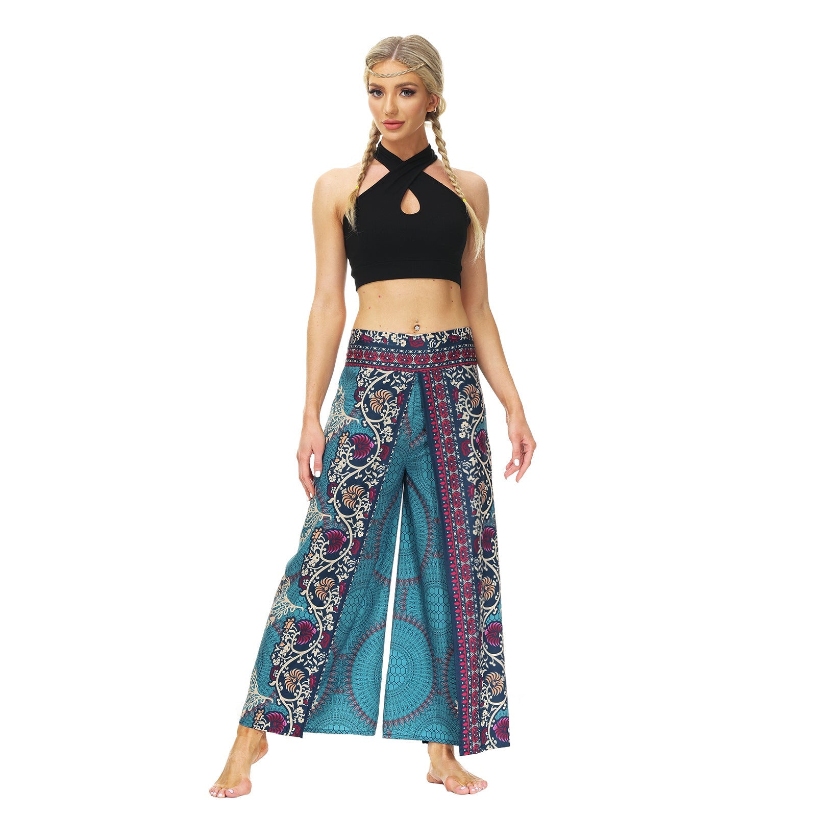 Casual Floral Print Women Yoga Loose Pants-Pants-YEA067-SM-Free Shipping at meselling99