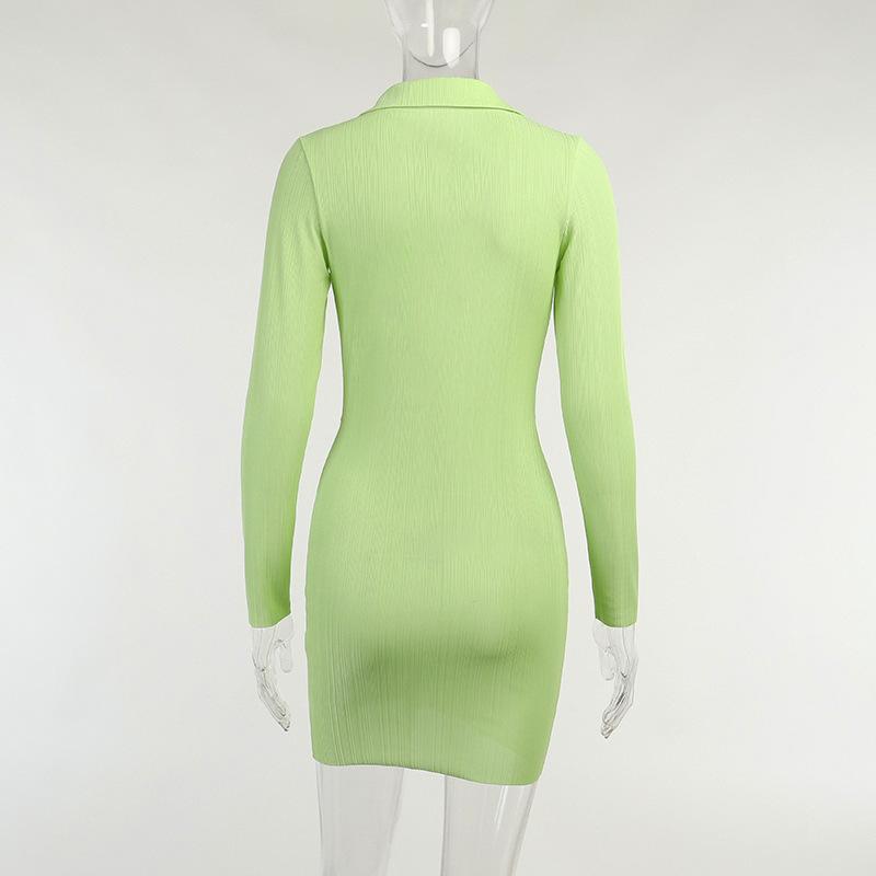 Sexy Polo Neckline Long Sleeves Mini Dresses-Dresses-Free Shipping at meselling99