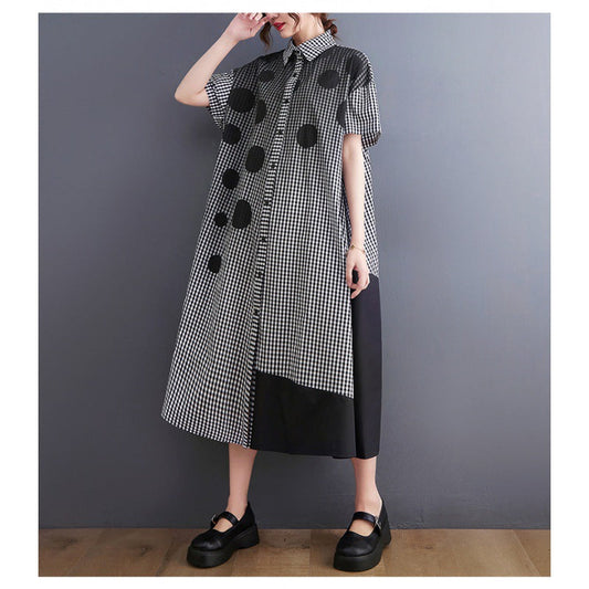 Vintage Dot Print Women Long Shirts Dresses-Dresses-Black-One Size-Free Shipping at meselling99