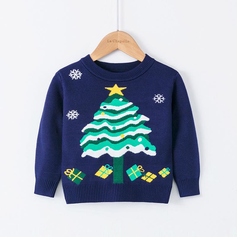 Merry Christmas Knitted Kids Sweaters-Shirts & Tops-SZ3125-Navy Blue-100cm-Free Shipping at meselling99