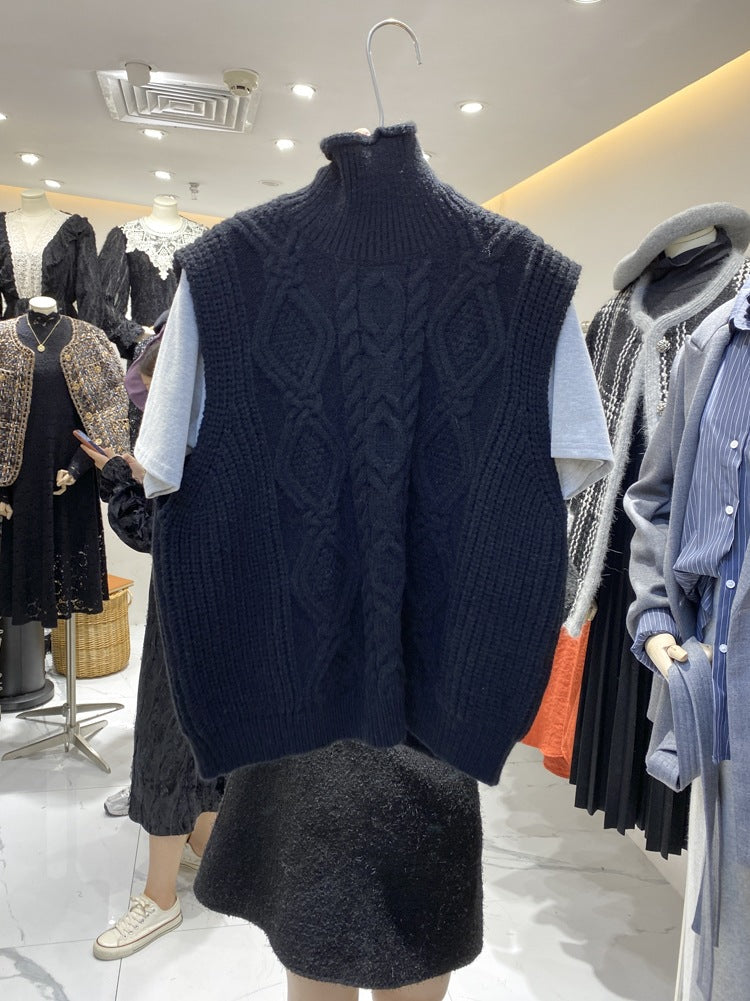 Winter Turtleneck Knitting Vest for Women-vest-Black-One Size-Free Shipping at meselling99