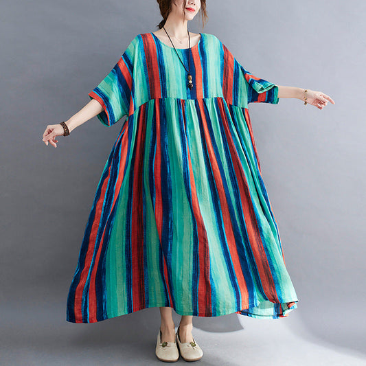 Summer Striped Women Long Cozy Dresses-The Same as picture-One Size-Free Shipping at meselling99