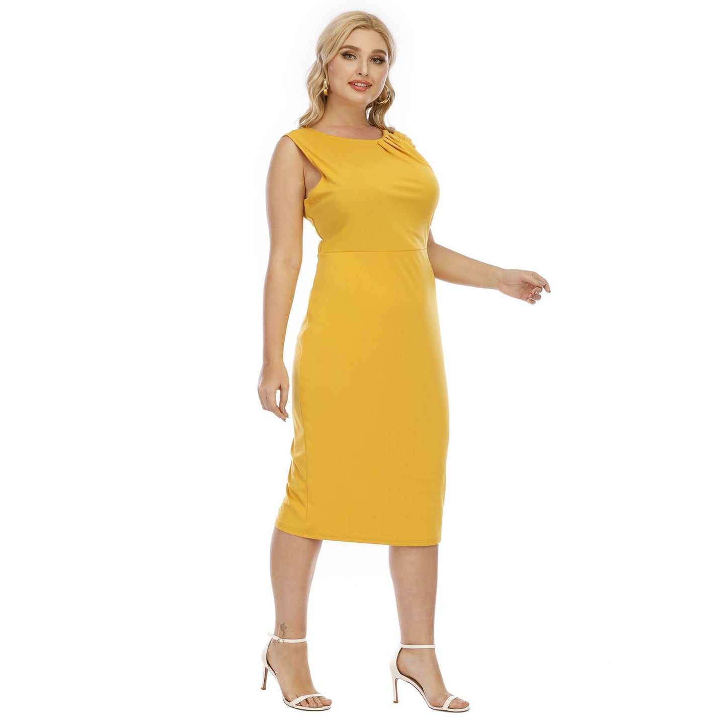 Yellow Plus Size Elegant Evning Dresses-Party Dresses-Free Shipping at meselling99