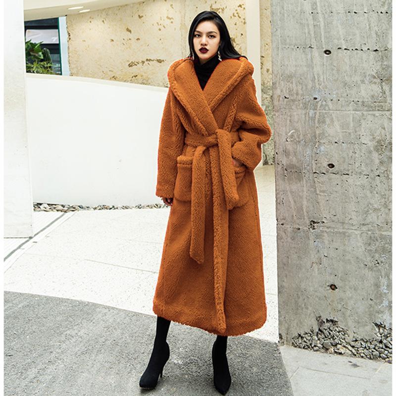 Luxury Women Fashion Long Fur Overcoat for Winter-Outerwear-Brown-S-Free Shipping at meselling99