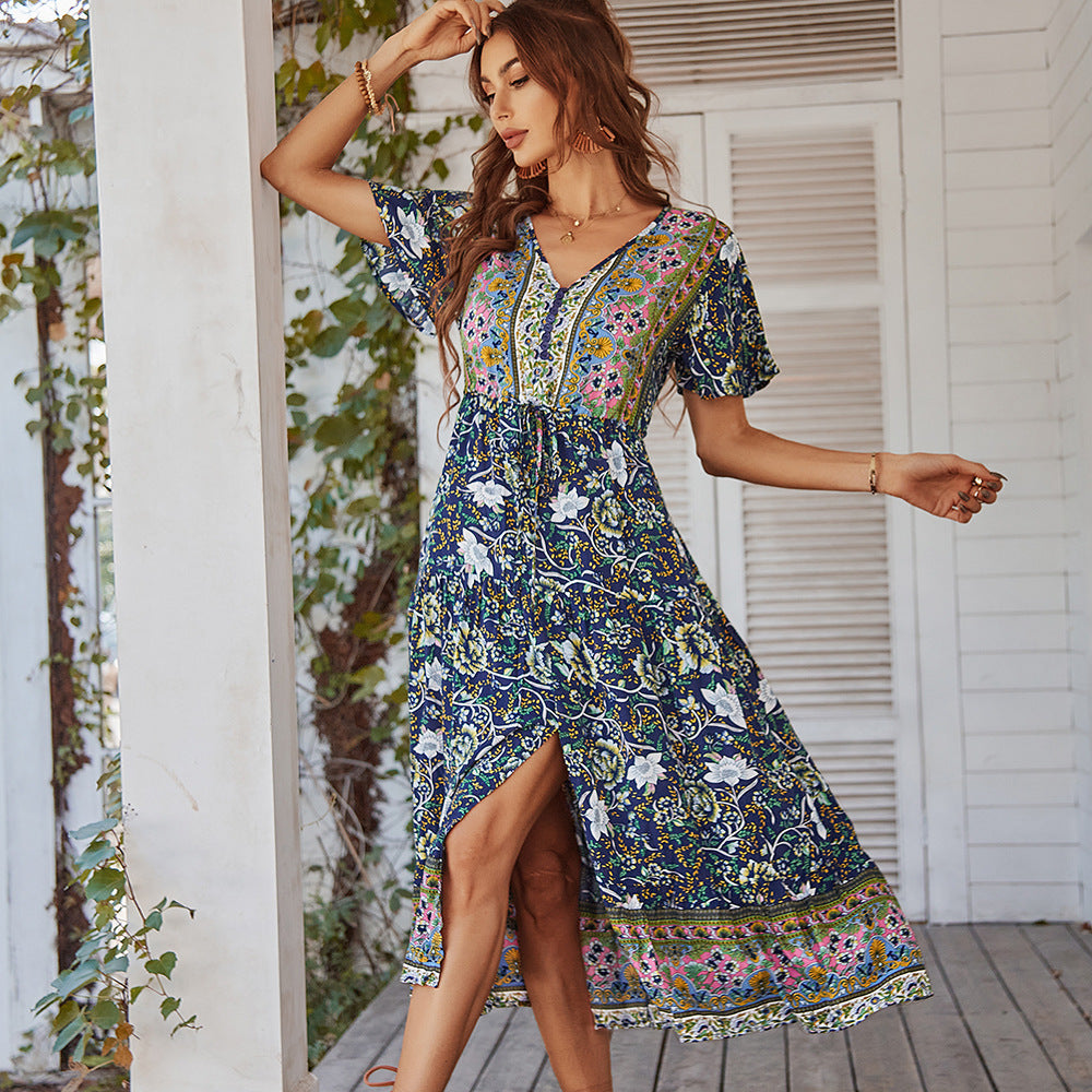 Hot Bohemian Summer Holiday Dresses-Dresses-Navy Blue-S-Free Shipping at meselling99