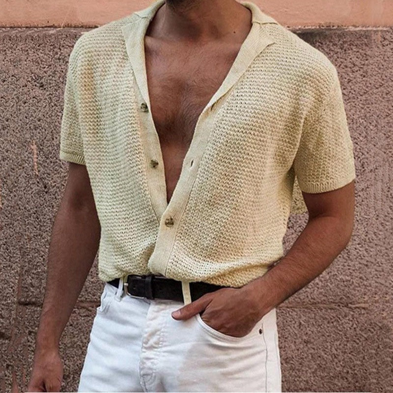 Summer Knitted T Shirts for Men-Shirts & Tops-Free Shipping at meselling99