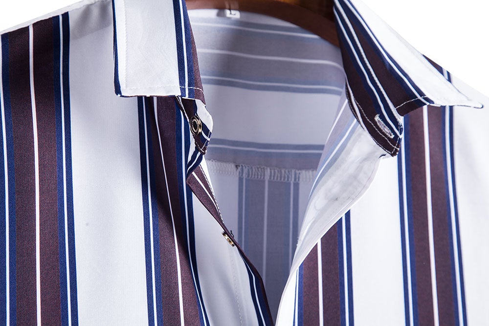 Striped Summer Casual Men's Short Sleeve Shirts-Shirts & Tops-Free Shipping at meselling99