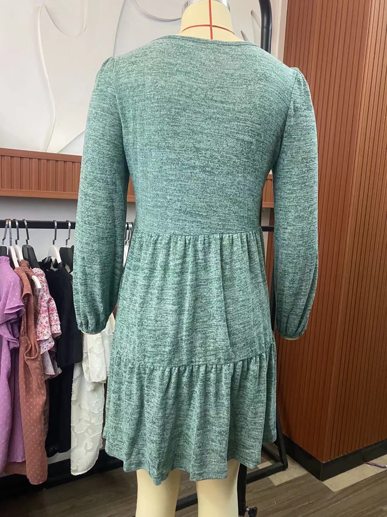 Fashion Square Neckline Fall Mini Dresses-Dresses-Free Shipping at meselling99