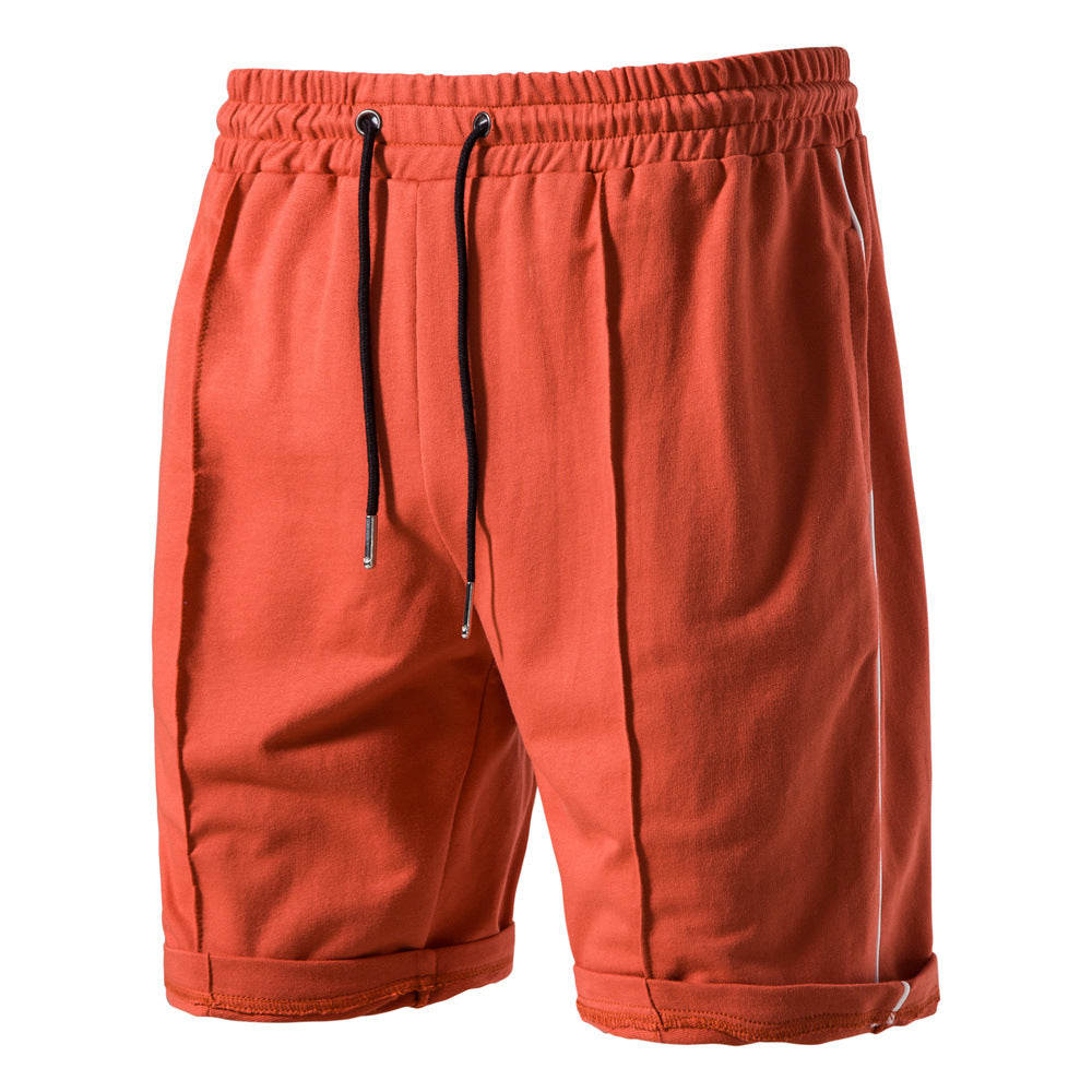 Casual Cotton Summer Elastic Waist Men's Shorts-Pants-Orange-S-Free Shipping at meselling99