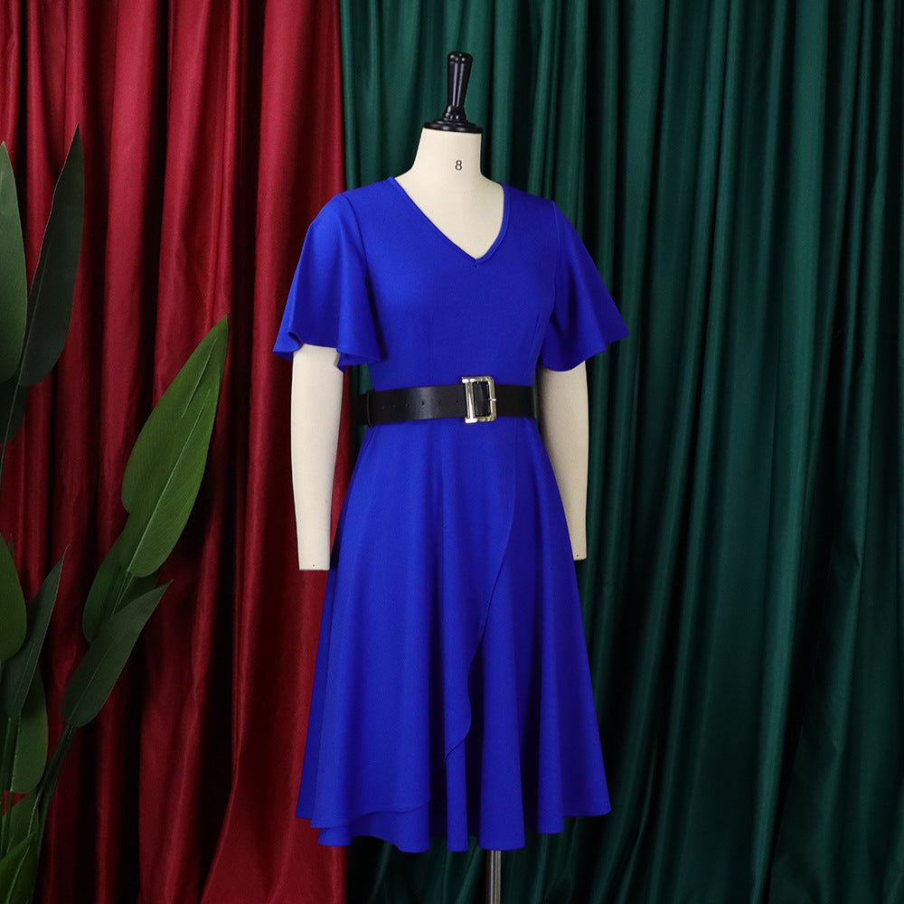 Women Plus Sizes Dresses with Belt-Dresses-Free Shipping at meselling99