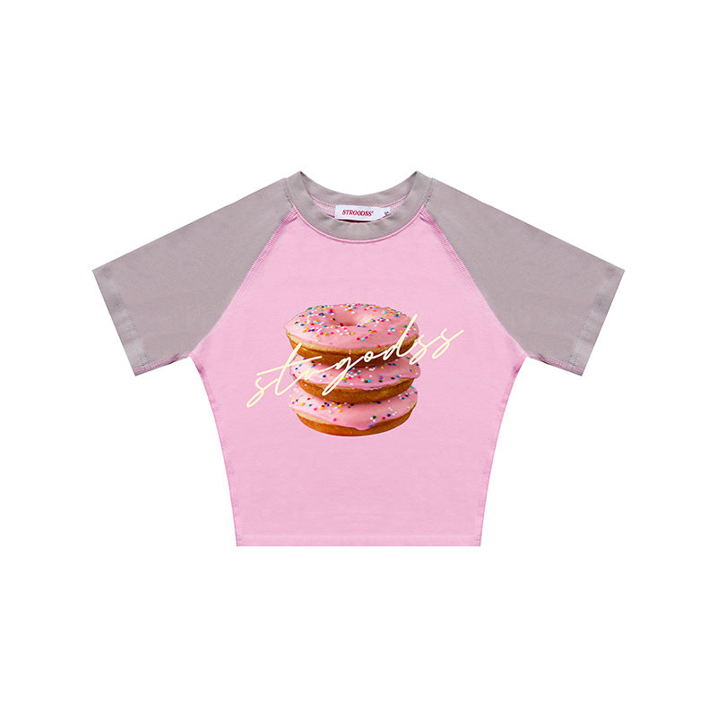 Fashion Hamburg Midriff Baring Summer T Shirts for Girls-Shirts & Tops-Pink Gray-S-Free Shipping at meselling99