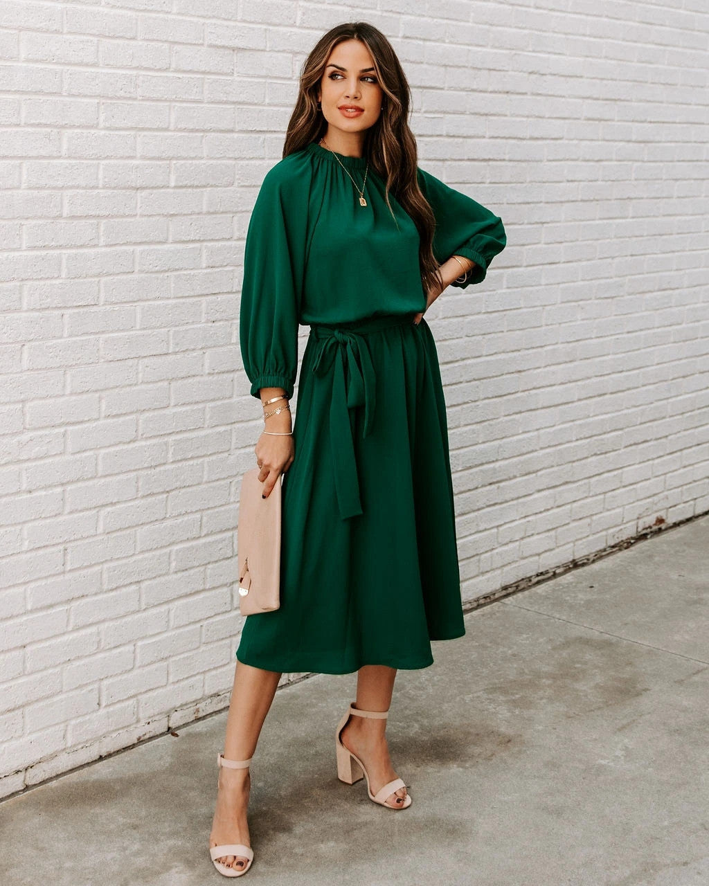 Elegant Long Sleeves Dresses for Women-Dresses-Green-S-Free Shipping at meselling99