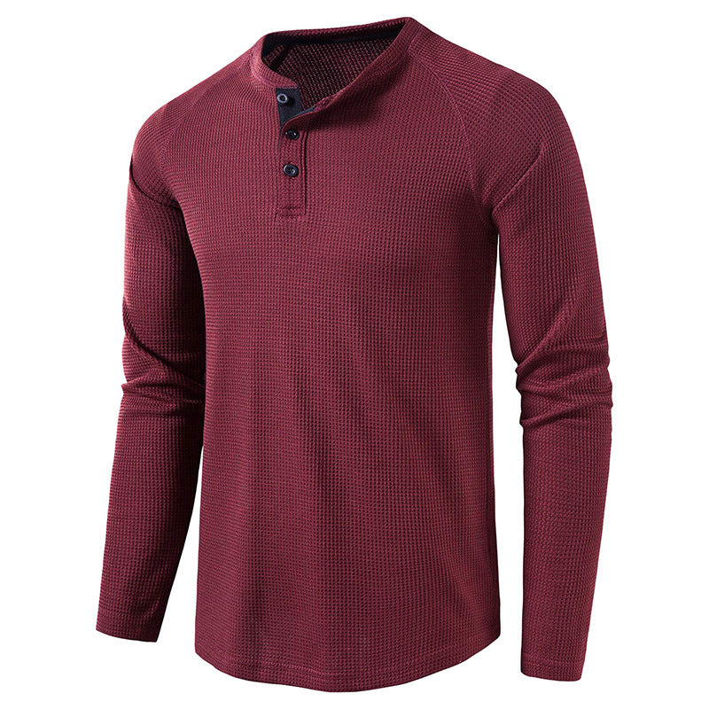Fall Long Sleeves T Shirts for Men-Shirts & Tops-Wine Red-S-Free Shipping at meselling99
