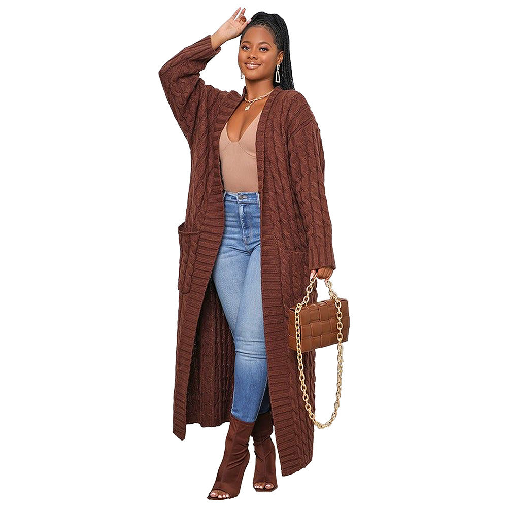 Casual Long Knitting Cardigan Overcoats for Women-Coffee-S-Free Shipping at meselling99