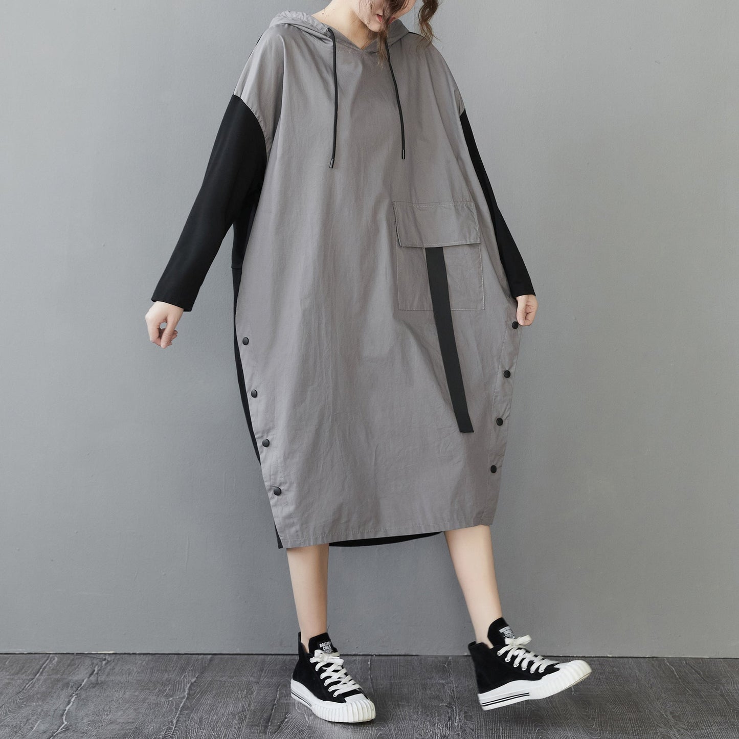 Women Plus Sizes Fall Long Sleeves Hoodies Dresses-Shirts & Tops-Gray-L-Free Shipping at meselling99