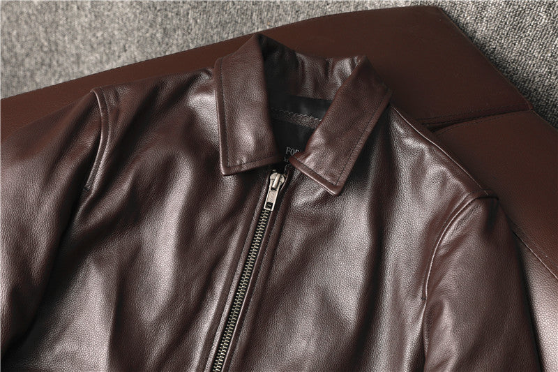 Brown Cowhide Leather Business Jackets for Men-Coats & Jackets-Free Shipping at meselling99