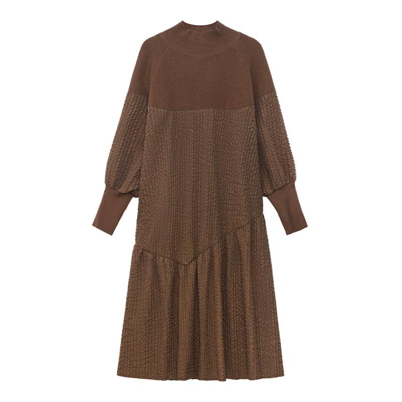 Classy Stand Collar Cozy Long A Line Dresses-Dresses-Coffee-One Size-Free Shipping at meselling99