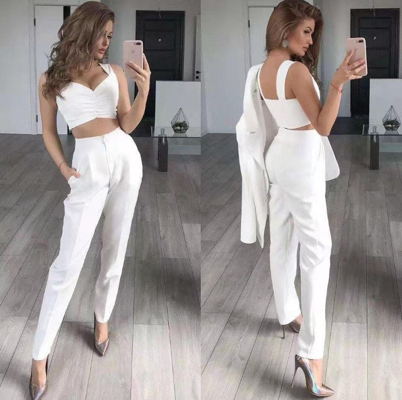 Classy Women Office Lady There Pieces Outfits-Women Suits-White-S-Free Shipping at meselling99