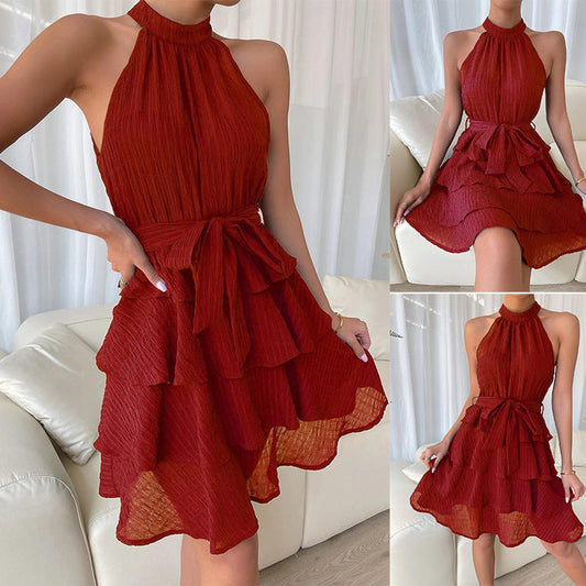 Sexy Sleeveless Ruffled Summer Daily Dresses-Dresses-Free Shipping at meselling99