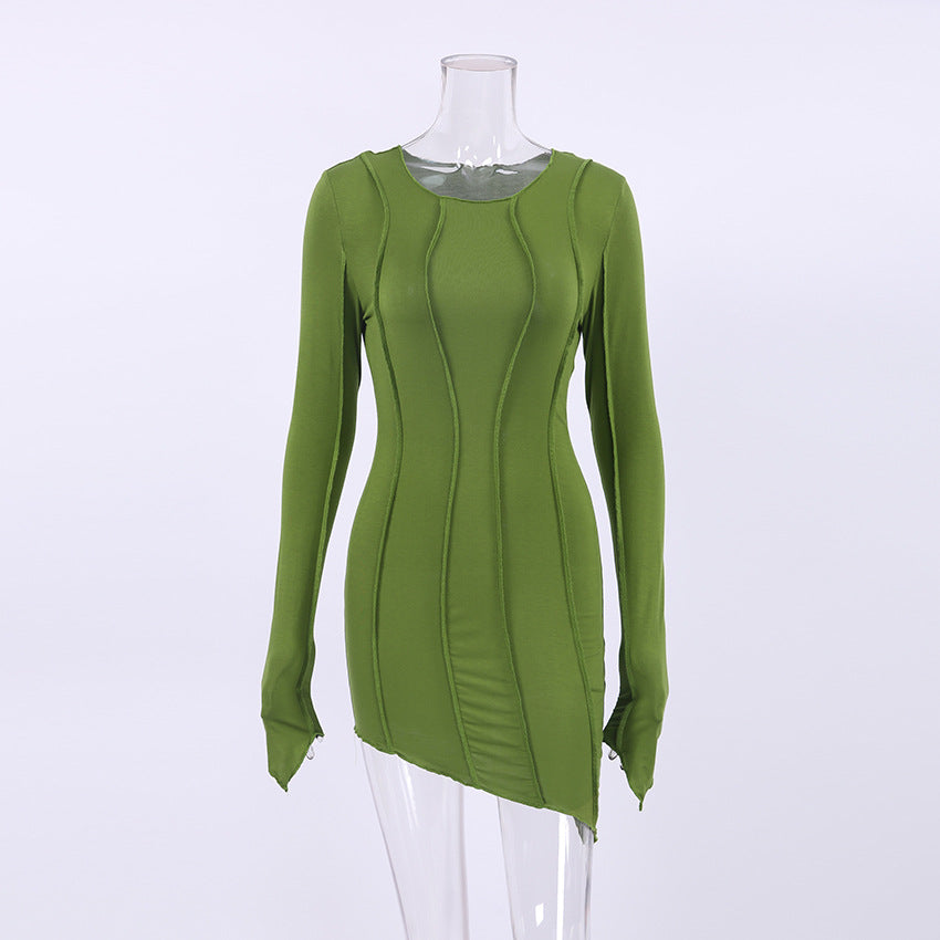 Sexy High Neck Elastic Knitted Mini Sheath Dresses-Dresses-Green-S-Free Shipping at meselling99