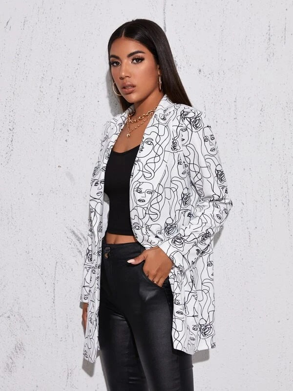 Unfixed Animal/Letter Print Women Blazers-3-S-Free Shipping at meselling99