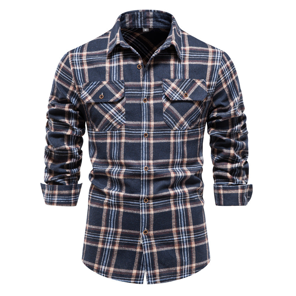 Fall Plaid Long Sleeves Shirts for Men-Shirts & Tops-C-S-Free Shipping at meselling99