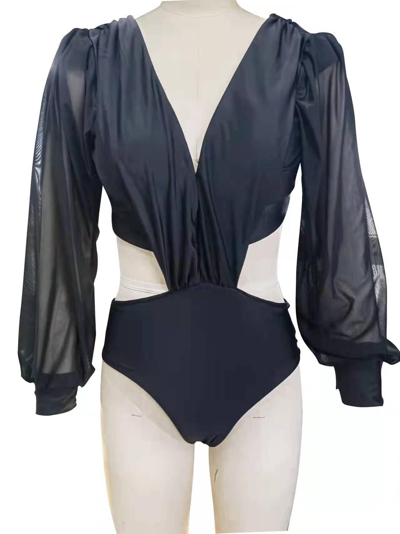 Sexy Long Sleeves Summer Bikini Swimsuits-Swimwear-Black-S-Free Shipping at meselling99