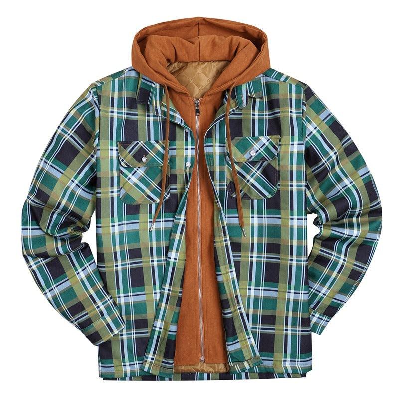 Plaid Winter Hoodies Jacket Outerwear for Men-Outerwear-Green-S-Free Shipping at meselling99