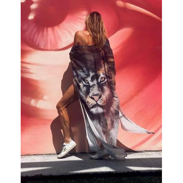 New Women Lion Print Long Summer Cover Ups--Free Shipping at meselling99