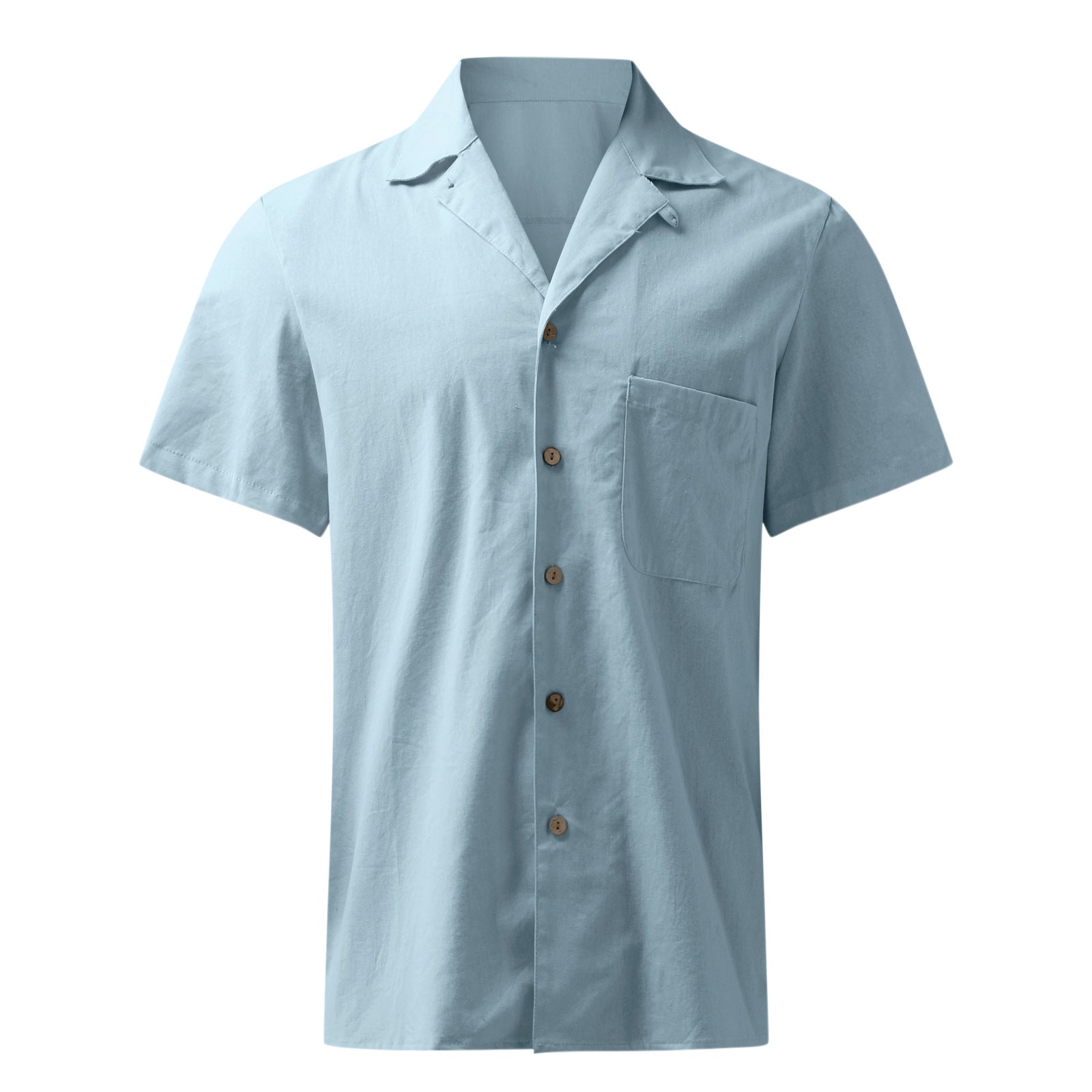 Casual Linen Short Sleeves Shirts for Men-Shirts & Tops-Light Blue-S-Free Shipping at meselling99