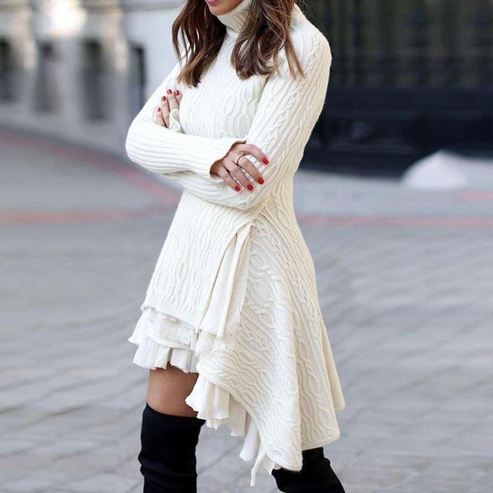 Women Plus Size Winter Sweater Dresses-Casual Dresses-Free Shipping at meselling99