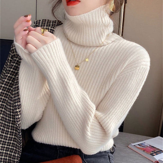 Casual High Neck Long Sleeves Knitted Sweaters-Shirts & Tops-Free Shipping at meselling99