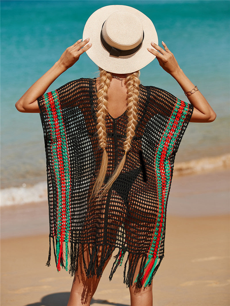 Colorful Knitting Crochet Tassels Swimwear Cover Ups for Women--Free Shipping at meselling99