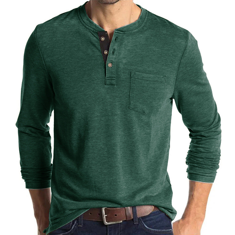 Casual Long Sleeves T Shirts for Men-Shirts & Tops-Green-S-Free Shipping at meselling99