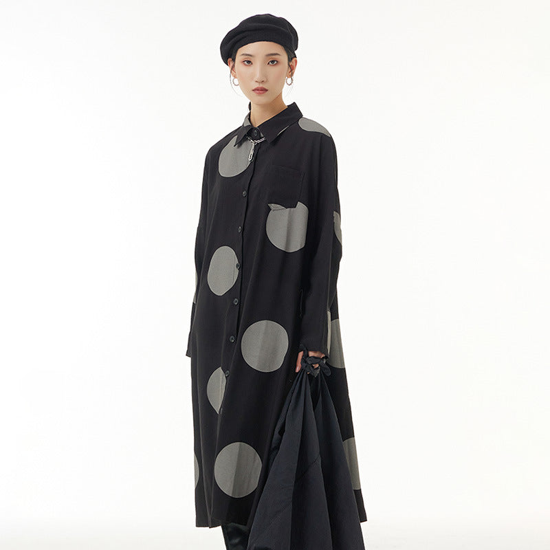 Designed Dot Print Plus Sizes Shirts Coats for Women-Dresses-Black-One Size-Free Shipping at meselling99