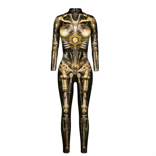 Halloween Skeleton Print Long Sleeves Slim Jumpsuits Cosplay-Costumes & Accessories-BAX169-S-Free Shipping at meselling99