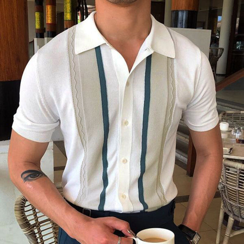 Casual Summer Striped Polo T Shirts for Men-Shirts & Tops-The same as picture-S-Free Shipping at meselling99